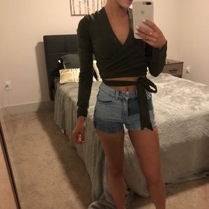 Olive Wrap Top